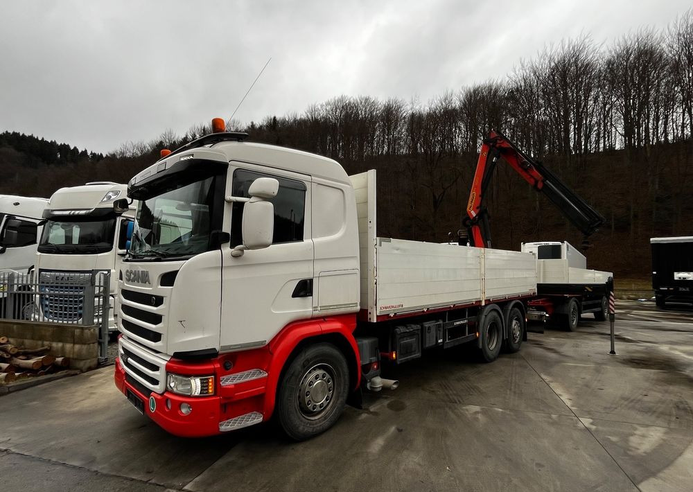 Scania R450 // 2014 // HDS Palfinger 13002 // 6x4 oś skrętna+podnoszona // Przyczepa Schwarzmuller // - Бортова вантажівка/ Платформа: фото 1 Scania R450 // 2014 // HDS Palfinger 13002 // 6x4 oś skrętna+podnoszona // Przyczepa Schwarzmuller // - Бортова вантажівка/ Платформа: фото 1