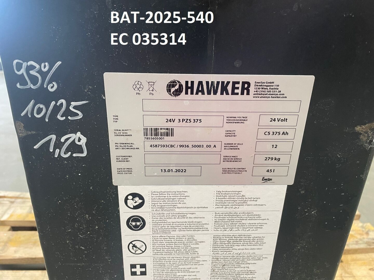 Hawker 24 Volt I 3 PZS 375 - Аккумулятор в категорії Вантажно-розвантажувальна техніка: фото 5 Hawker 24 Volt I 3 PZS 375 - Аккумулятор в категорії Вантажно-розвантажувальна техніка: фото 5