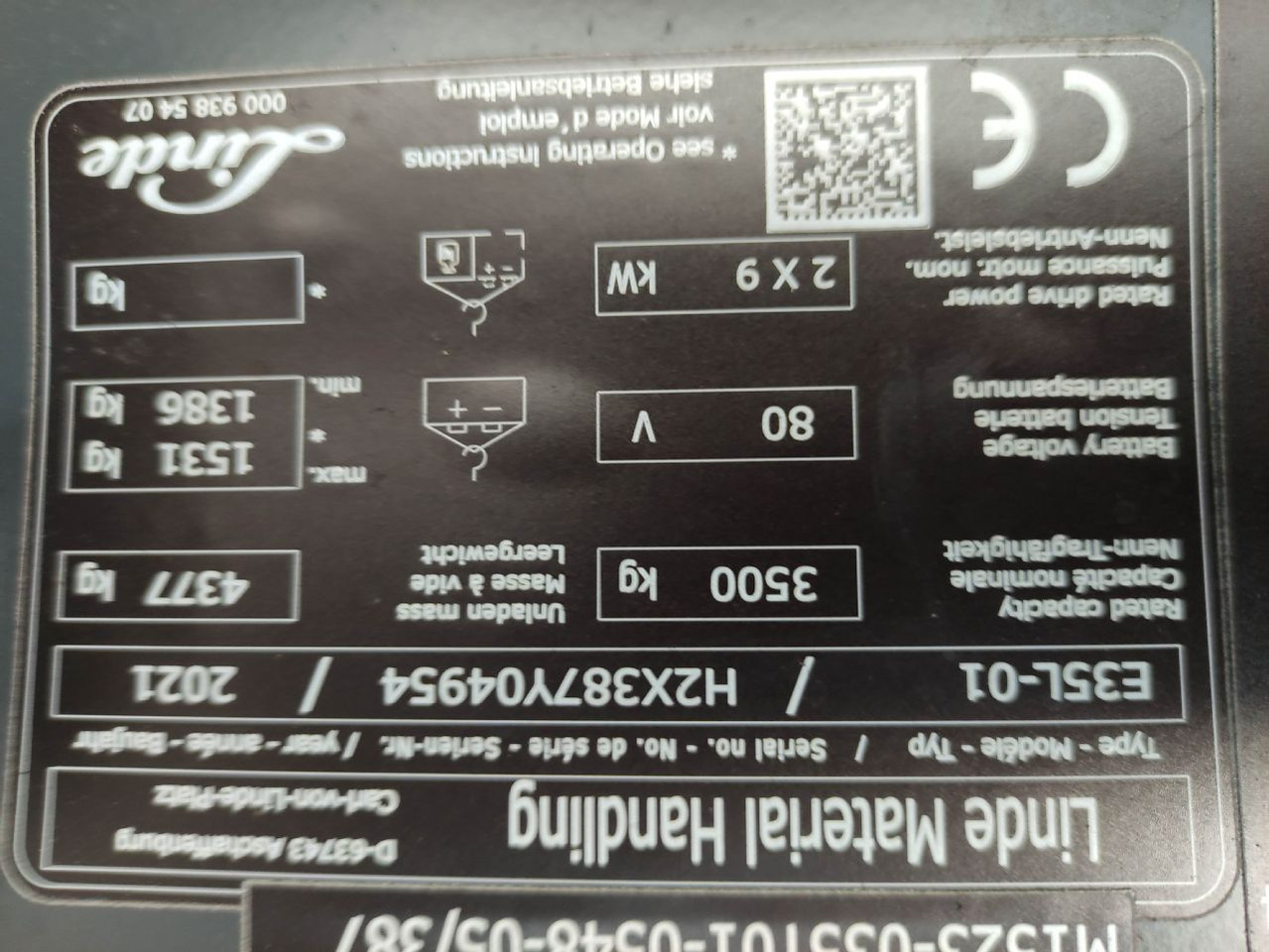 Електронавантажувач Linde E35L-01-387: фото 7 Електронавантажувач Linde E35L-01-387: фото 7