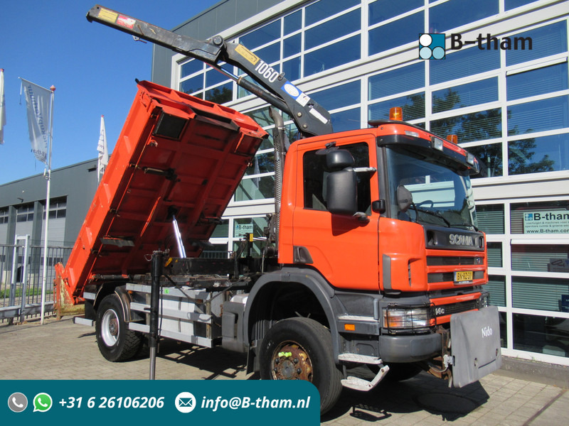 Scania P 114 CB 4x4 HZ 340 3-W. Tipper - 3-S. Kipper + HMF 1063 Crane Kran - Самоскид вантажівка, Вантажівка з маніпулятором: фото 1 Scania P 114 CB 4x4 HZ 340 3-W. Tipper - 3-S. Kipper + HMF 1063 Crane Kran - Самоскид вантажівка, Вантажівка з маніпулятором: фото 1