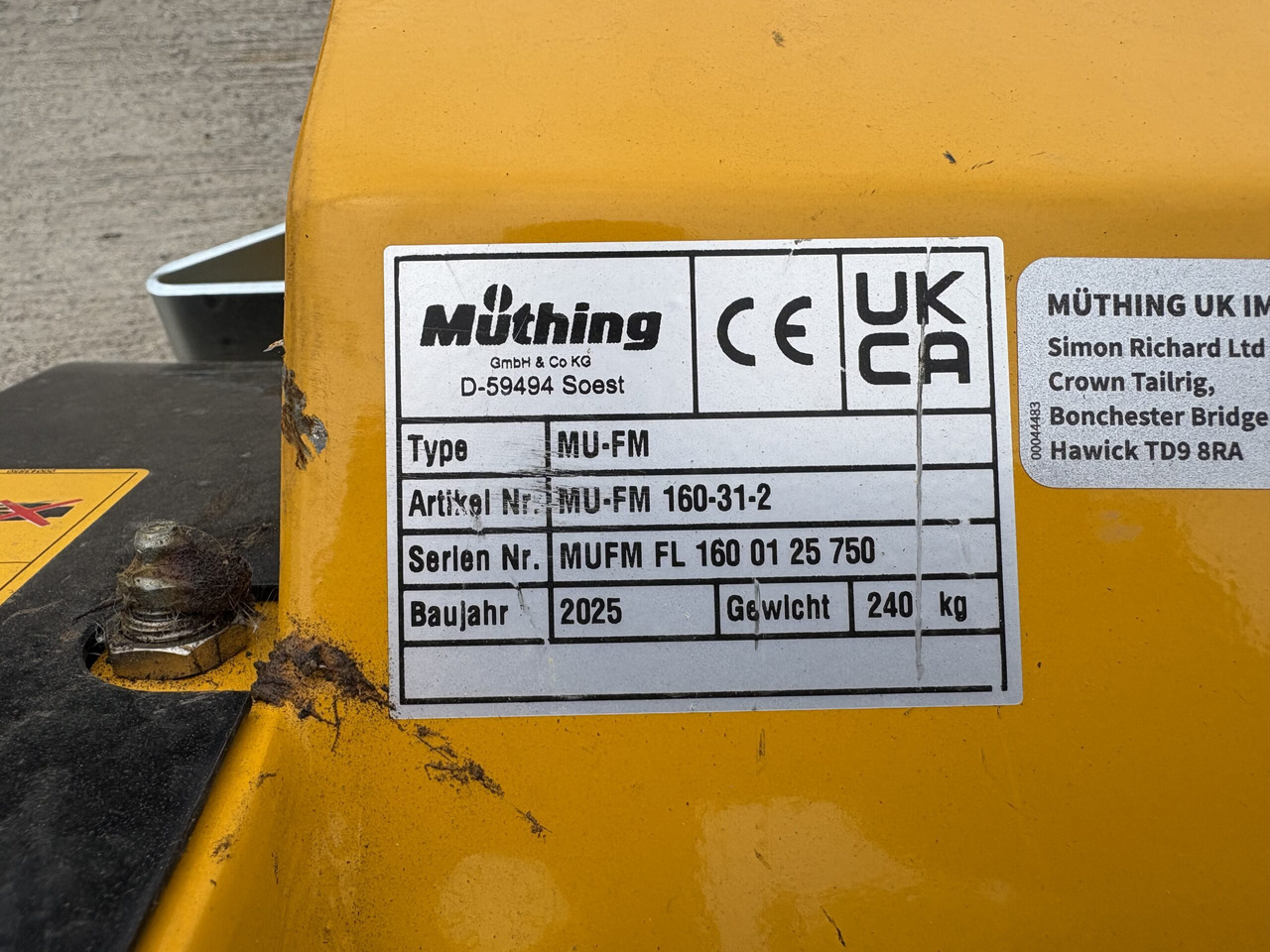 Muthing MU-FM160 JD Outfront Flail Mower Demo - Косарка-подрібнювач: фото 4 Muthing MU-FM160 JD Outfront Flail Mower Demo - Косарка-подрібнювач: фото 4