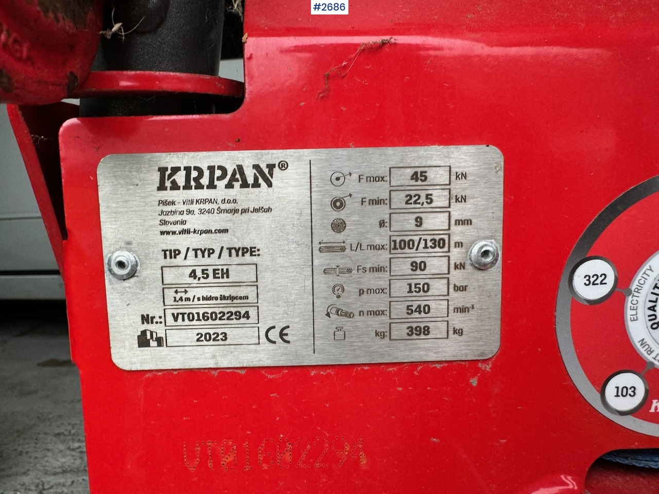 Лісозаготівельна техніка 2023 KRPAN 4,5 EH Skogvinsj m/ automatisk brems.: фото 10