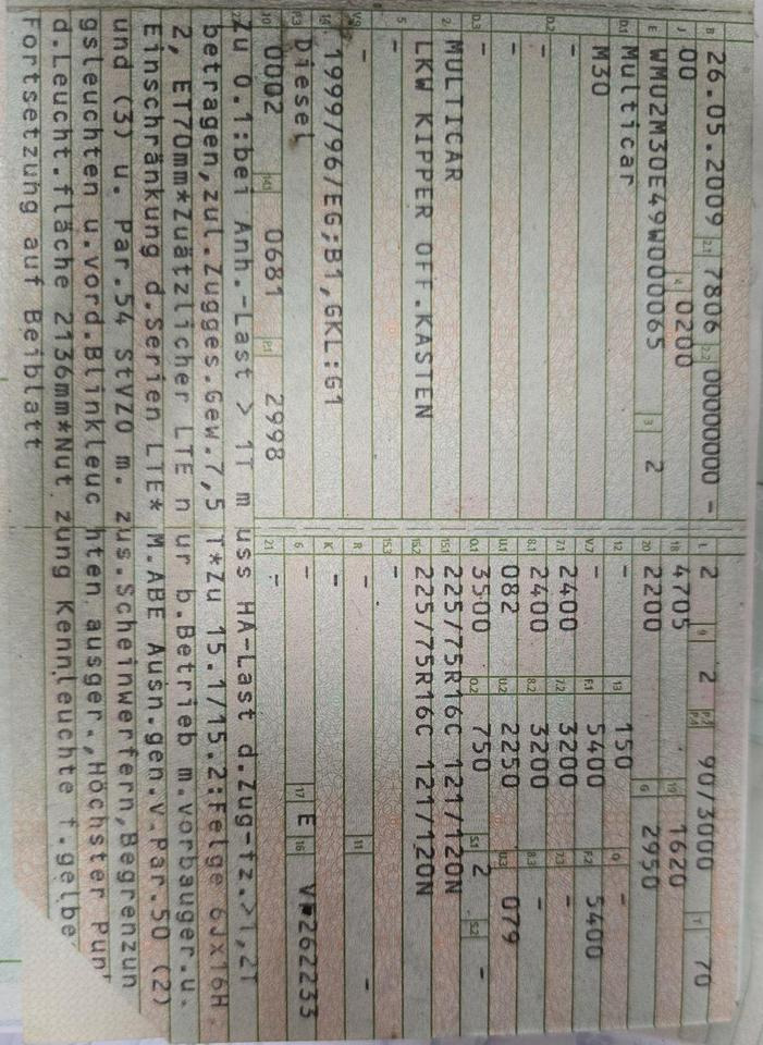 Самоскид вантажівка, Комунальна/ Спеціальна техніка Multicar M30 4x4 Fumo Carrier Kipper 2009 1. Hand: фото 13 Самоскид вантажівка, Комунальна/ Спеціальна техніка Multicar M30 4x4 Fumo Carrier Kipper 2009 1. Hand: фото 13