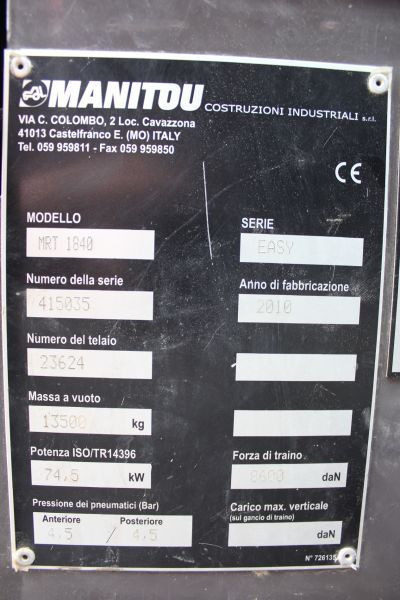 Навантажувач телескопічний Manitou MRT 1840 Easy Turbo Ładowarka 4x4 obrotowa teleskopowa telehandler rotating: фото 18 Навантажувач телескопічний Manitou MRT 1840 Easy Turbo Ładowarka 4x4 obrotowa teleskopowa telehandler rotating: фото 18