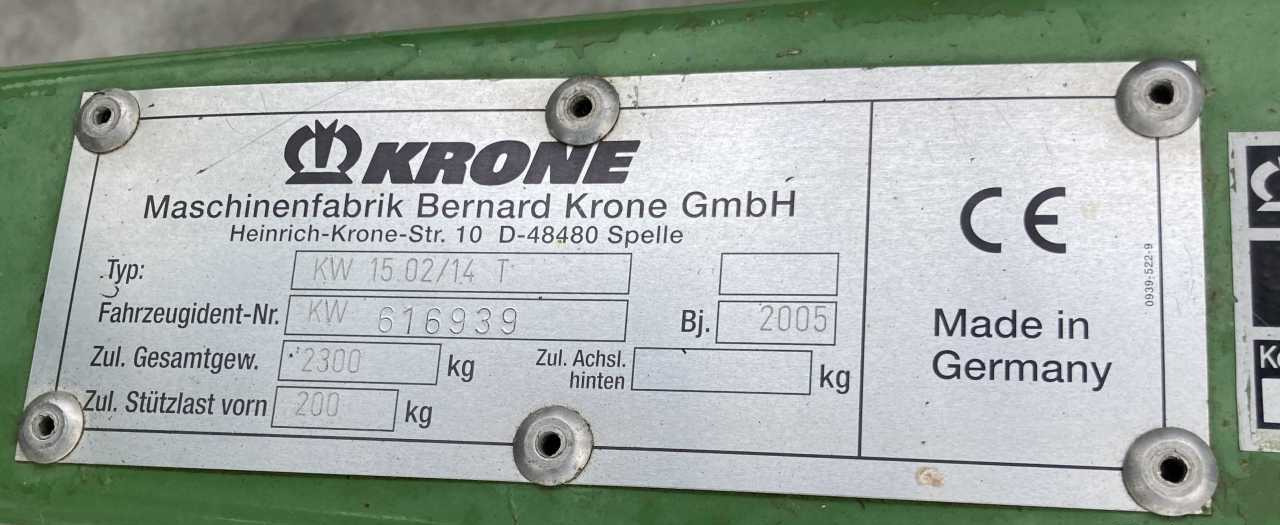Krone KW 15.02/14 schudder weidebouwmachines - Сіноворушилка: фото 4 Krone KW 15.02/14 schudder weidebouwmachines - Сіноворушилка: фото 4