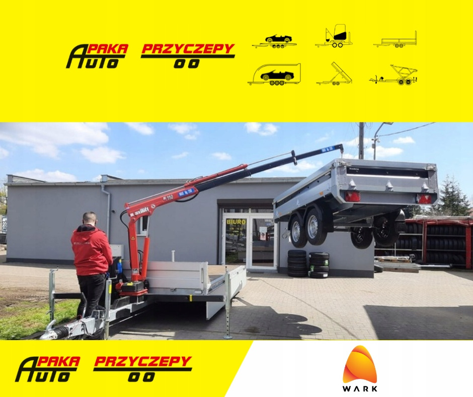 PRZYCZEPA PLATFORMA Z DŹWIGIEM HDS MAXILIFT 110 / PLATFORM TRAILER WITH HDS MAXILIFT 110 CRANE - Бортовий причіп/ Платформа: фото 1 PRZYCZEPA PLATFORMA Z DŹWIGIEM HDS MAXILIFT 110 / PLATFORM TRAILER WITH HDS MAXILIFT 110 CRANE - Бортовий причіп/ Платформа: фото 1