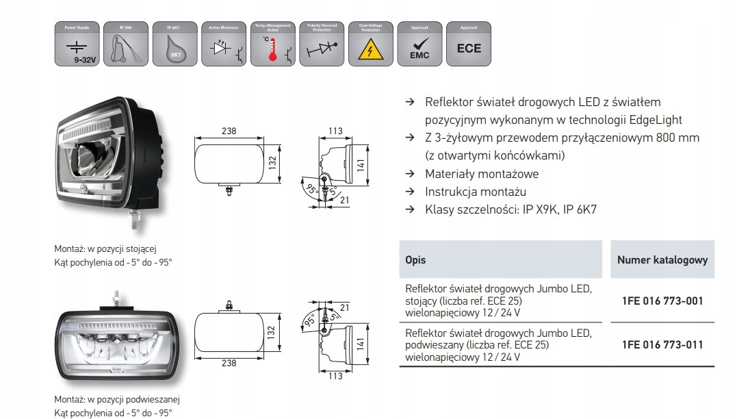Новий Світло/ Освітлення Hella HALOGEN DALEKOSIĘŻNY FULL LED HELLA JUMBO 1FE 016 773-001 1546063: фото 10