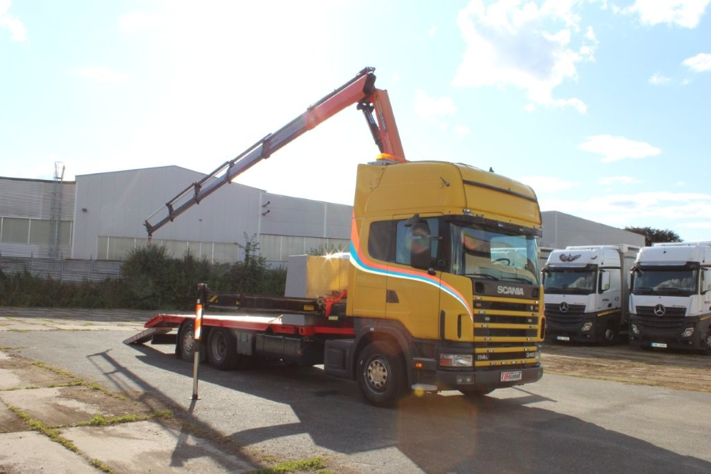 Scania R 114 LB340 6X2 L PALFINGER PK16502 - Автовоз вантажівка, Вантажівка з маніпулятором: фото 1 Scania R 114 LB340 6X2 L PALFINGER PK16502 - Автовоз вантажівка, Вантажівка з маніпулятором: фото 1