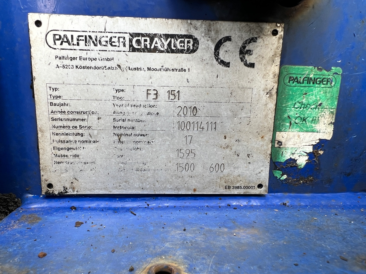 PALFINGER CRAYLER PALFINGER CRAYLER F3 151 - Мобільний вилковий навантажувач: фото 5 PALFINGER CRAYLER PALFINGER CRAYLER F3 151 - Мобільний вилковий навантажувач: фото 5