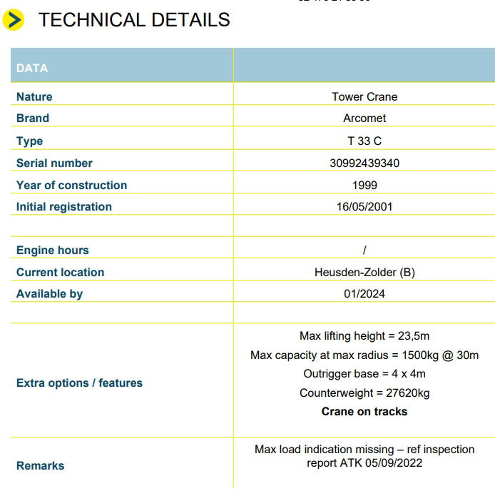 Arcomet T 33 C - Швидкомонтований кран: фото 2 Arcomet T 33 C - Швидкомонтований кран: фото 2