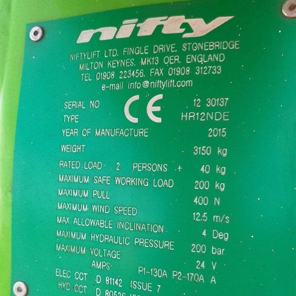 Колінчастий підйомник Niftylift HR 12: фото 13