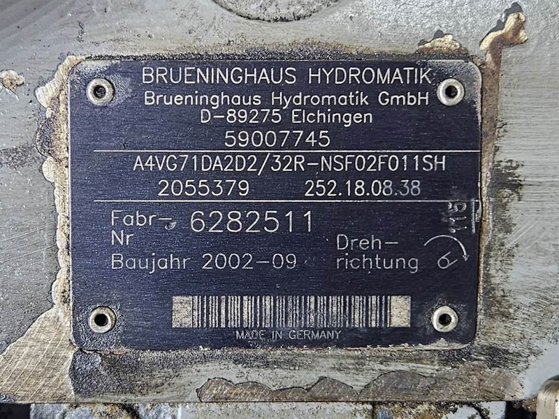 Brueninghaus Hydromatik A4VG71DA2D2/32R-Drive pump/Fahrpumpe - Гідравліка в категорії Будівельна техніка: фото 4 Brueninghaus Hydromatik A4VG71DA2D2/32R-Drive pump/Fahrpumpe - Гідравліка в категорії Будівельна техніка: фото 4