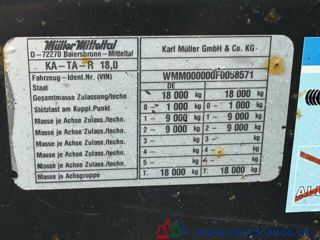 Müller-Mitteltal KA-TA- R 18,0 Tandem 3 Seitenkipper NL 13.500kg - Самоскид причіп: фото 4 Müller-Mitteltal KA-TA- R 18,0 Tandem 3 Seitenkipper NL 13.500kg - Самоскид причіп: фото 4