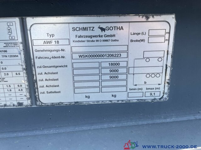 Schmitz Cargobull AWF 18 BDF SAF Achsen Scheibenbremsen - Контейнеровоз/ Змінний кузов причіп: фото 4 Schmitz Cargobull AWF 18 BDF SAF Achsen Scheibenbremsen - Контейнеровоз/ Змінний кузов причіп: фото 4