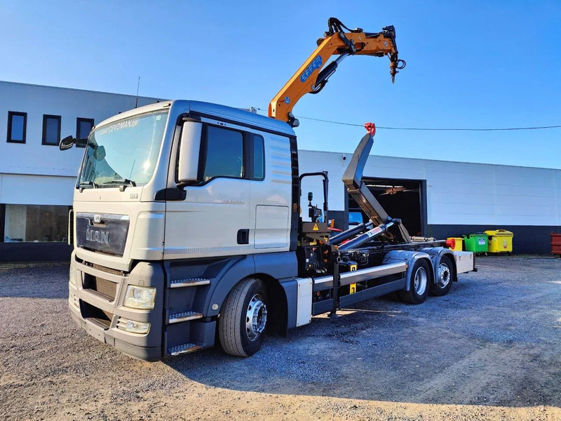 MAN TGX 26.400 6x2 Euro5 Container LEEBUR + Crane Effer 145 - Гаковий мультиліфт вантажівка, Вантажівка з маніпулятором: фото 1 MAN TGX 26.400 6x2 Euro5 Container LEEBUR + Crane Effer 145 - Гаковий мультиліфт вантажівка, Вантажівка з маніпулятором: фото 1
