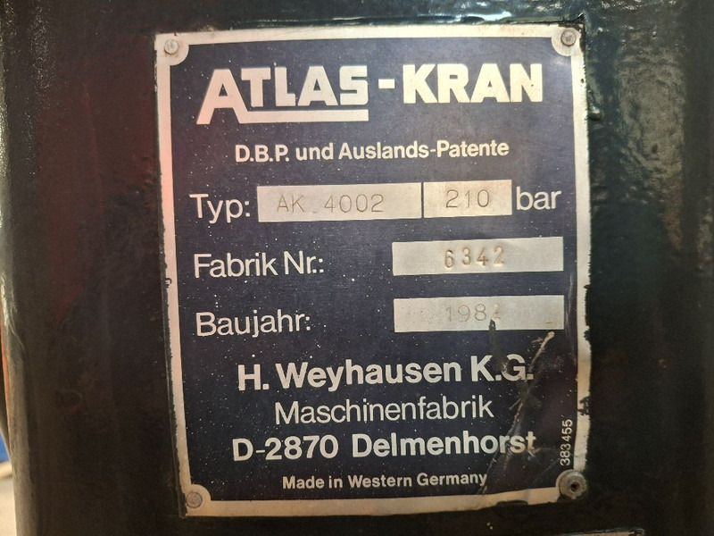 Atlas AK 4002 - Кран-маніпулятор: фото 5 Atlas AK 4002 - Кран-маніпулятор: фото 5