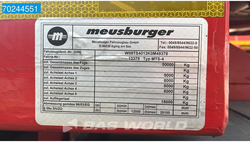 Низькорамна платформа напівпричіп MEUSBURGER MTS-4 2xAusziehbar bis 21M Lift + 4xLenkachse: фото 20