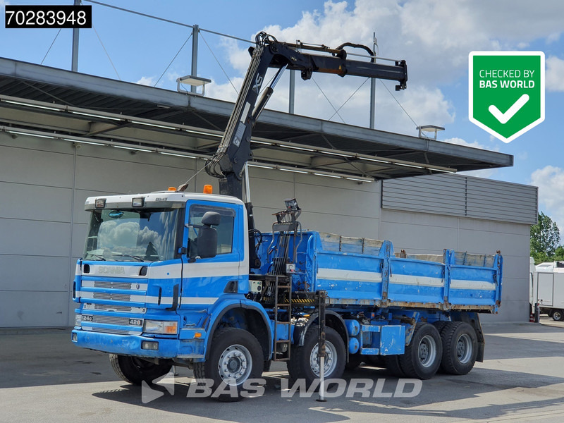 Scania G420 8X4 15m3 tipper Hiab 144 Crane Steelsuspension Manual Big-Axle Euro 3 - Самоскид вантажівка, Вантажівка з маніпулятором: фото 1 Scania G420 8X4 15m3 tipper Hiab 144 Crane Steelsuspension Manual Big-Axle Euro 3 - Самоскид вантажівка, Вантажівка з маніпулятором: фото 1