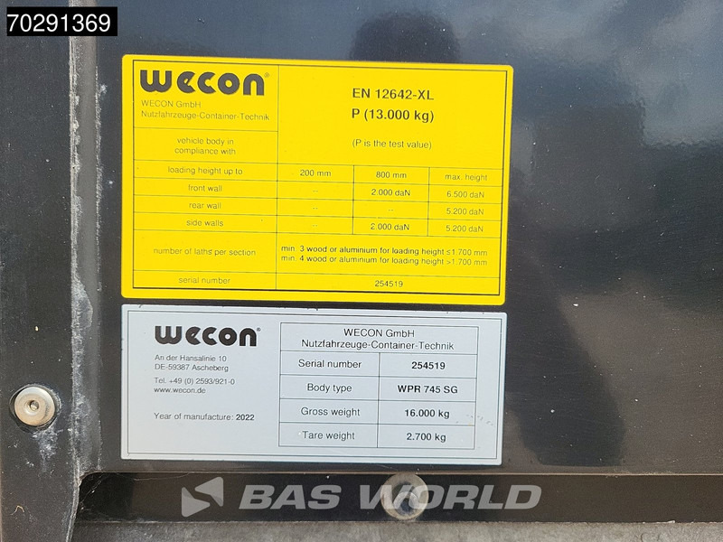 Новий Запчастини Wecon WPR 745 SG More axles 45m3 / BDF container body / Wechselbrücke: фото 14 Новий Запчастини Wecon WPR 745 SG More axles 45m3 / BDF container body / Wechselbrücke: фото 14