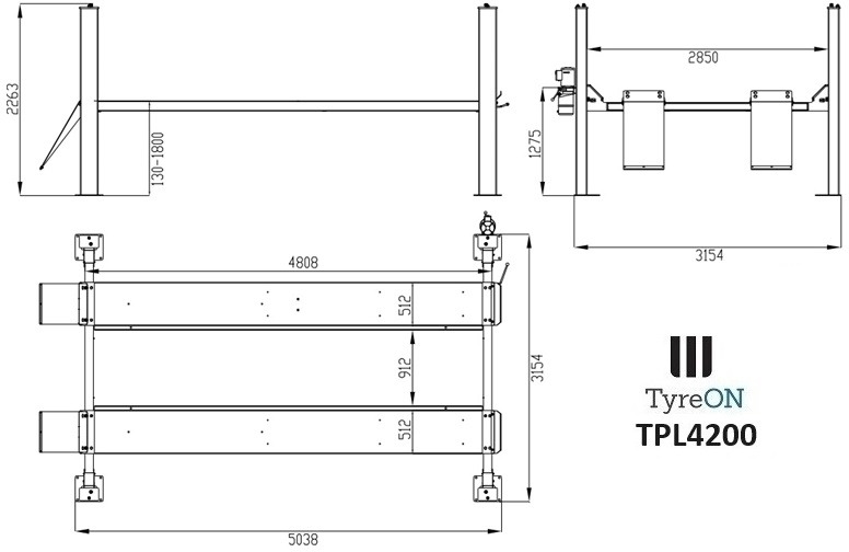 TPL4200 4 post lift - 4.8 meter flat runways - 4.2T - Обладнання для гаражів/ Майстерень: фото 3 TPL4200 4 post lift - 4.8 meter flat runways - 4.2T - Обладнання для гаражів/ Майстерень: фото 3