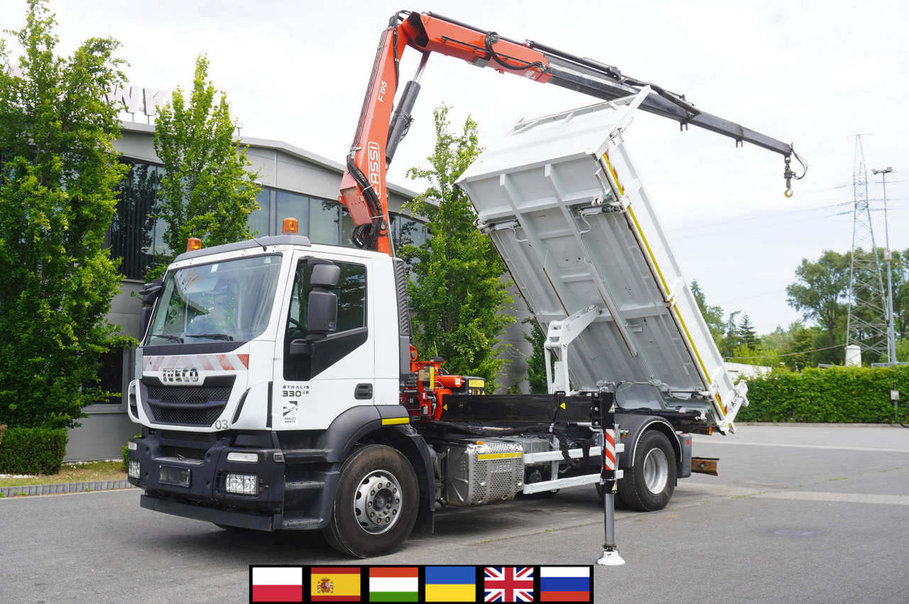 IVECO STRALIS 330 E6 / FASSI 195A 8.5 T / 3-side tipper - Вантажівка з маніпулятором: фото 1 IVECO STRALIS 330 E6 / FASSI 195A 8.5 T / 3-side tipper - Вантажівка з маніпулятором: фото 1
