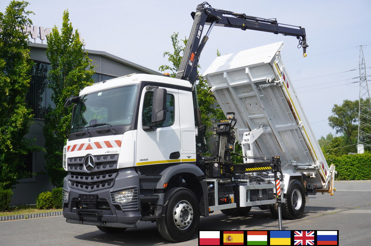 MERCEDES-BENZ Arocs 1833 / 87,000 km!!! / Hds HIAB X-DUO 128 B-2 / three-sided tipper - Самоскид вантажівка, Вантажівка з маніпулятором: фото 1 MERCEDES-BENZ Arocs 1833 / 87,000 km!!! / Hds HIAB X-DUO 128 B-2 / three-sided tipper - Самоскид вантажівка, Вантажівка з маніпулятором: фото 1