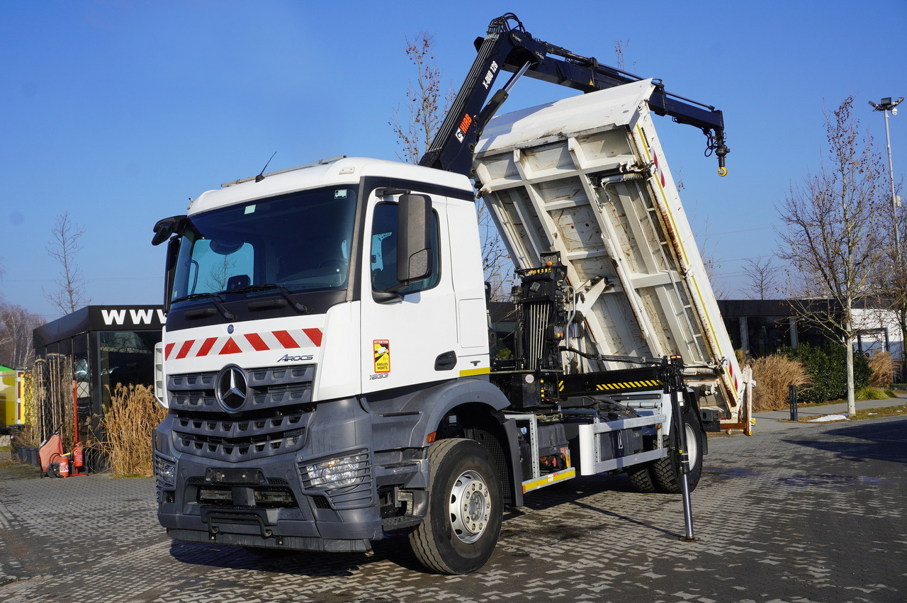 MERCEDES-BENZ Arocs 1833 / 87,000 km!!! / Hds HIAB X-DUO 128 B-2 / three-sided tipper - Бортова вантажівка/ Платформа, Вантажівка з маніпулятором: фото 1 MERCEDES-BENZ Arocs 1833 / 87,000 km!!! / Hds HIAB X-DUO 128 B-2 / three-sided tipper - Бортова вантажівка/ Платформа, Вантажівка з маніпулятором: фото 1