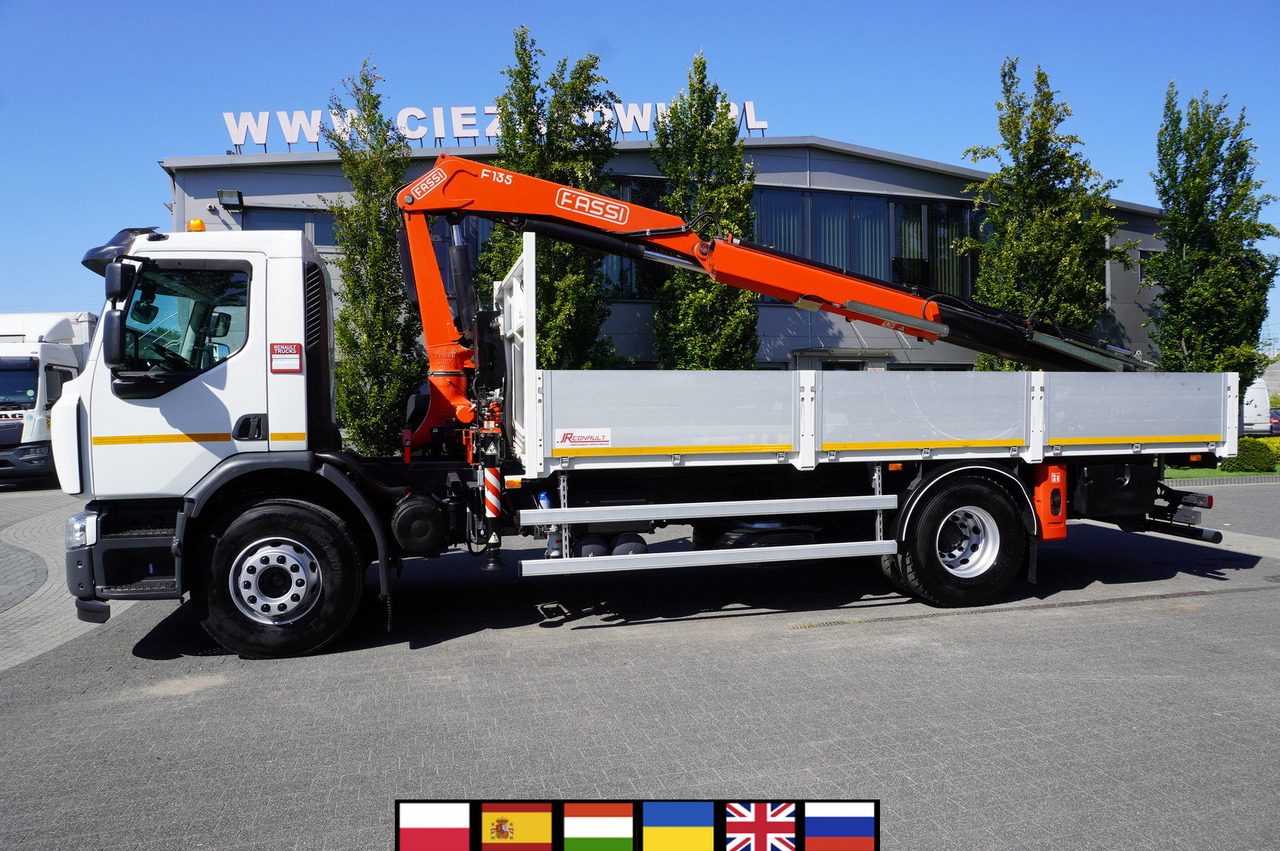 RENAULT C280 DTI 8 / FASSI crane 5.6 T / range 8 m / Flatbed 15 EPAL - Вантажівка з маніпулятором: фото 1 RENAULT C280 DTI 8 / FASSI crane 5.6 T / range 8 m / Flatbed 15 EPAL - Вантажівка з маніпулятором: фото 1