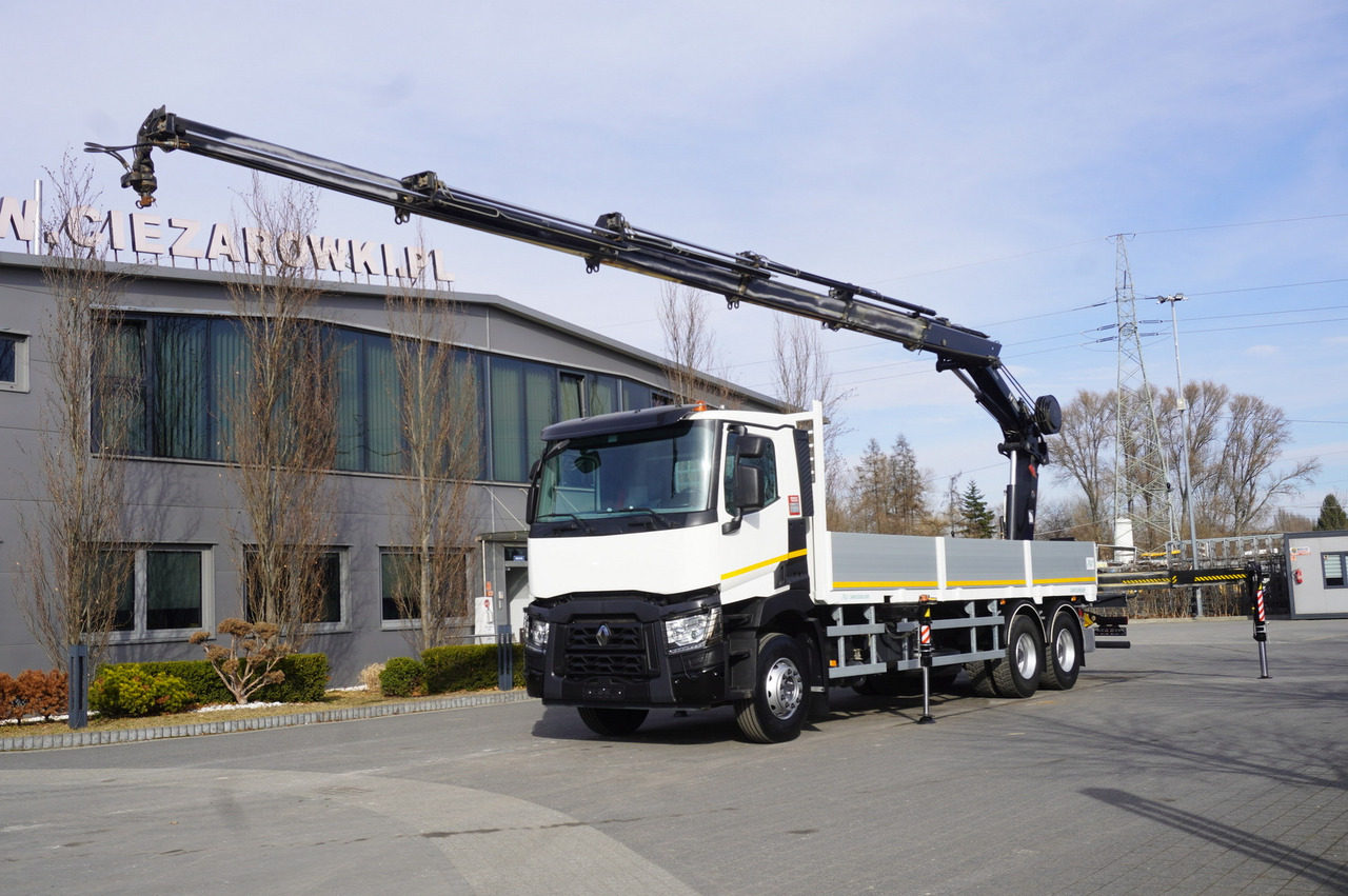 RENAULT C430 / HIAB 244 EP-5 HIDUO crane 8400 kg 15 m / Platform with stanchions - Лісовий причіп: фото 1 RENAULT C430 / HIAB 244 EP-5 HIDUO crane 8400 kg 15 m / Platform with stanchions - Лісовий причіп: фото 1