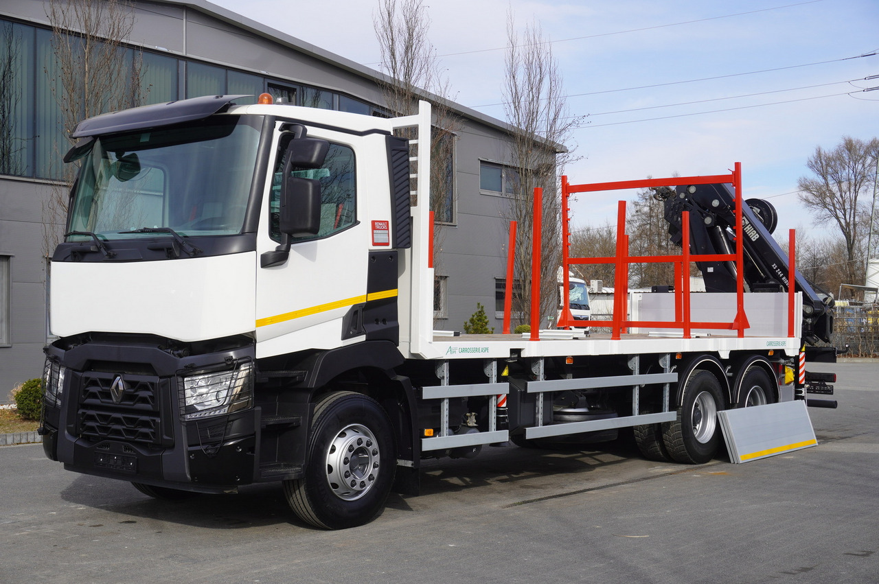 RENAULT C430 / HIAB 244 EP-5 HIDUO crane 8400 kg 15 m / Platform with stanchions - Лісовий причіп: фото 4 RENAULT C430 / HIAB 244 EP-5 HIDUO crane 8400 kg 15 m / Platform with stanchions - Лісовий причіп: фото 4