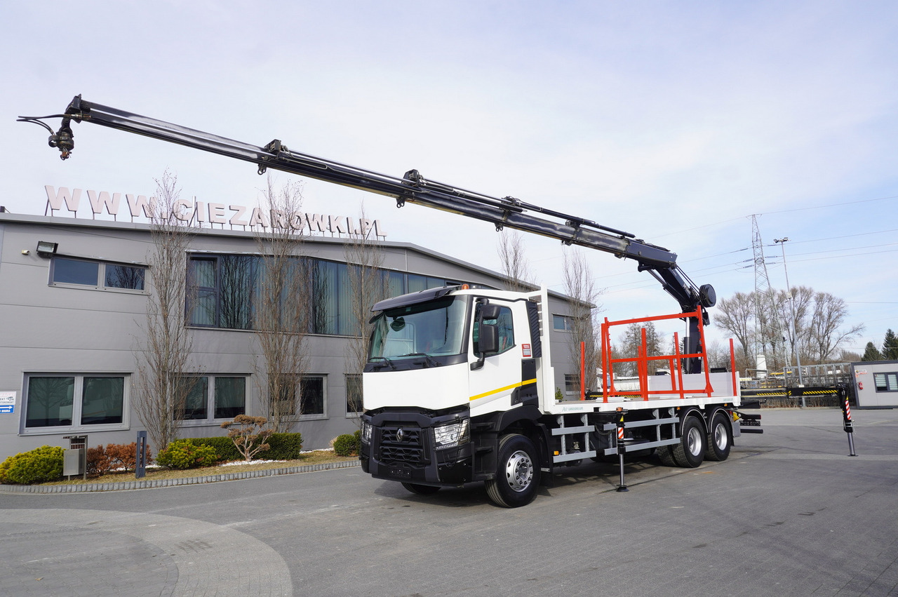 RENAULT C430 / HIAB 244 EP-5 HIDUO crane 8400 kg 15 m / Platform with stanchions - Лісовий причіп: фото 2 RENAULT C430 / HIAB 244 EP-5 HIDUO crane 8400 kg 15 m / Platform with stanchions - Лісовий причіп: фото 2