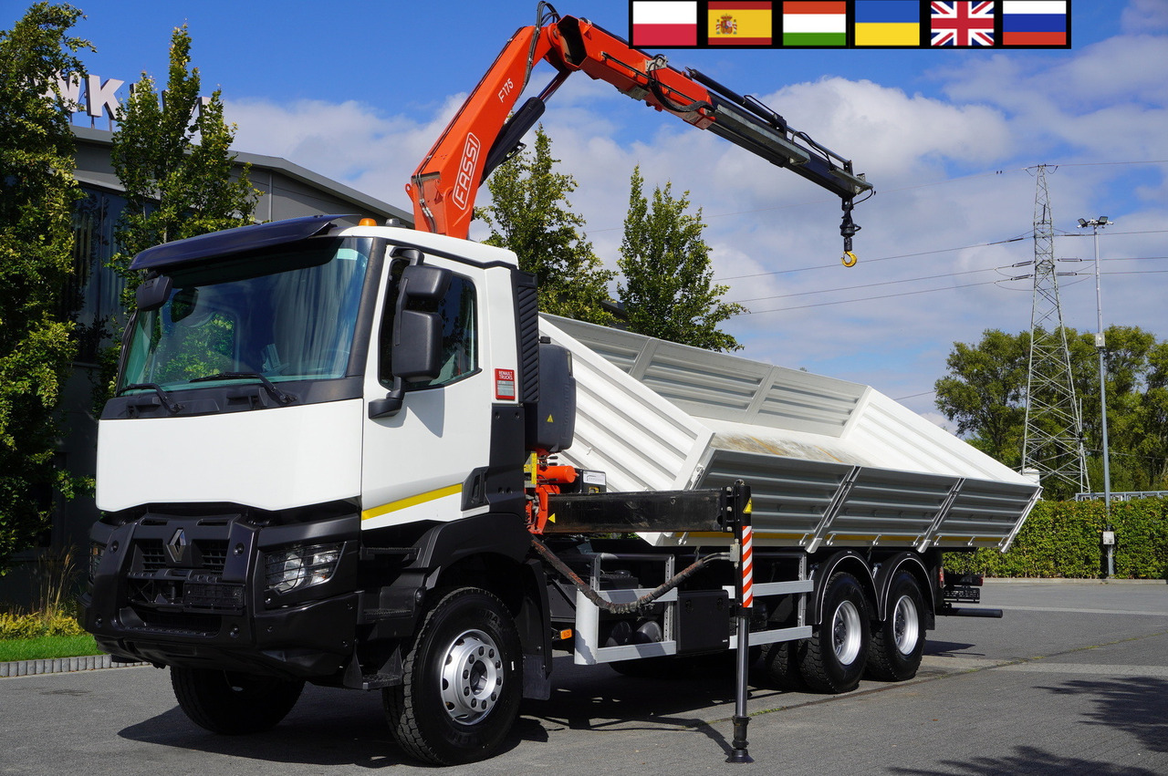 RENAULT K380 6×4 / FASSI F175 crane 7.85 t / 120 thousand km! / 2-sided tipper - Самоскид вантажівка, Вантажівка з маніпулятором: фото 1 RENAULT K380 6×4 / FASSI F175 crane 7.85 t / 120 thousand km! / 2-sided tipper - Самоскид вантажівка, Вантажівка з маніпулятором: фото 1