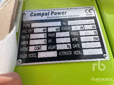 COMPAL VG-R30 41 kVA (Unused) - Електричний генератор: фото 5 COMPAL VG-R30 41 kVA (Unused) - Електричний генератор: фото 5