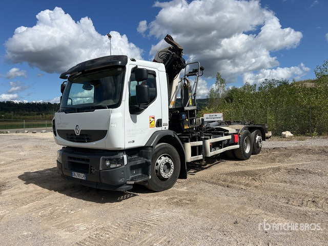 2013 Renault Premium Lander 430DXi 6x2 Camion Ampliroll Avec Grue ... Roll-Off Truck - Гаковий мультиліфт вантажівка: фото 1 2013 Renault Premium Lander 430DXi 6x2 Camion Ampliroll Avec Grue ... Roll-Off Truck - Гаковий мультиліфт вантажівка: фото 1