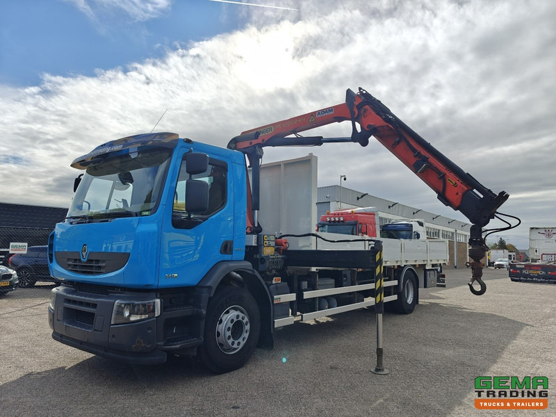 Renault Premium Lander 340 4x2 Dagcab Euro5 - Retarder - Open Laadbak 7.8M + Palfinger PK12002-EH - RadioGrafisch - Бортова вантажівка/ Платформа, Вантажівка з маніпулятором: фото 1 Renault Premium Lander 340 4x2 Dagcab Euro5 - Retarder - Open Laadbak 7.8M + Palfinger PK12002-EH - RadioGrafisch - Бортова вантажівка/ Платформа, Вантажівка з маніпулятором: фото 1