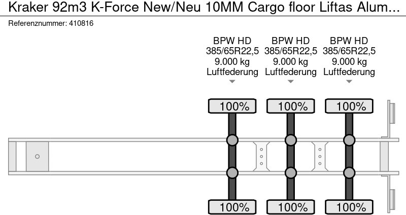 Новий З рухомою підлогою напівпричіп kraker 92m3 K-Force New/Neu 10MM Cargo floor Liftas Aluminium velgen: фото 15