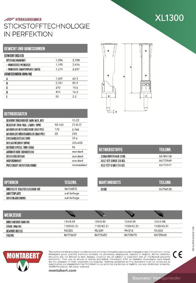 Montabert XL2700, XL1900, XL1700, XL1300, XL1000 - Гідравлічний молот в категорії Будівельна техніка: фото 5 Montabert XL2700, XL1900, XL1700, XL1300, XL1000 - Гідравлічний молот в категорії Будівельна техніка: фото 5