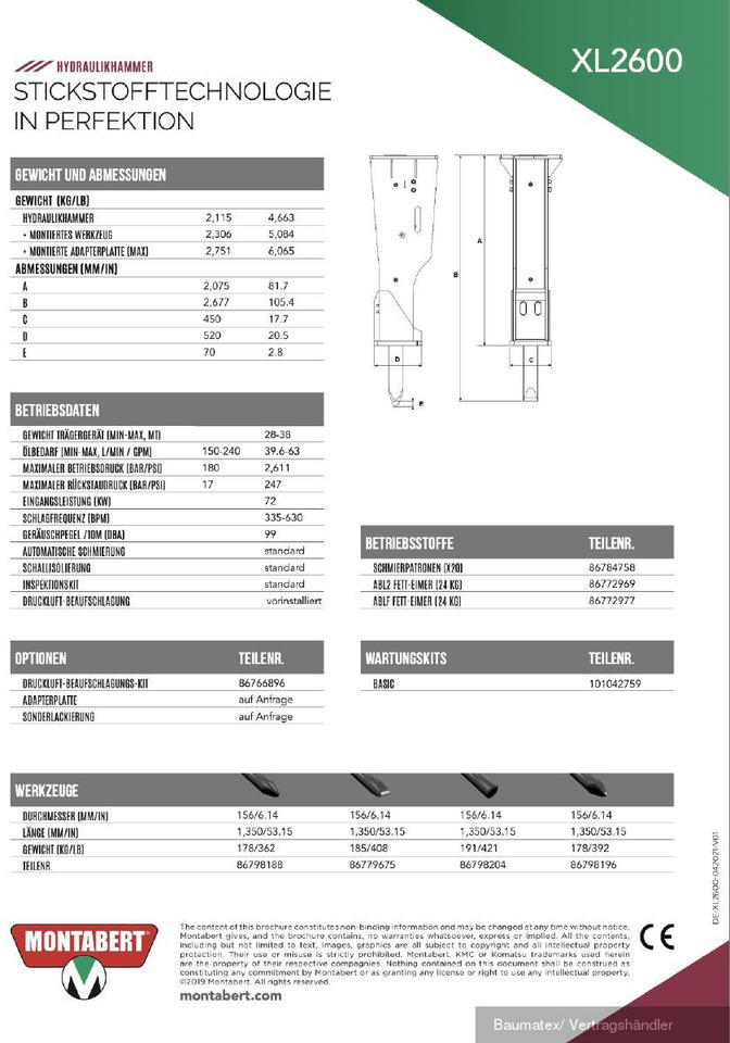 Новий Гідравлічний молот в категорії Будівельна техніка Montabert XL2700, XL1900, XL1700, XL1300, XL1000: фото 8 Новий Гідравлічний молот в категорії Будівельна техніка Montabert XL2700, XL1900, XL1700, XL1300, XL1000: фото 8