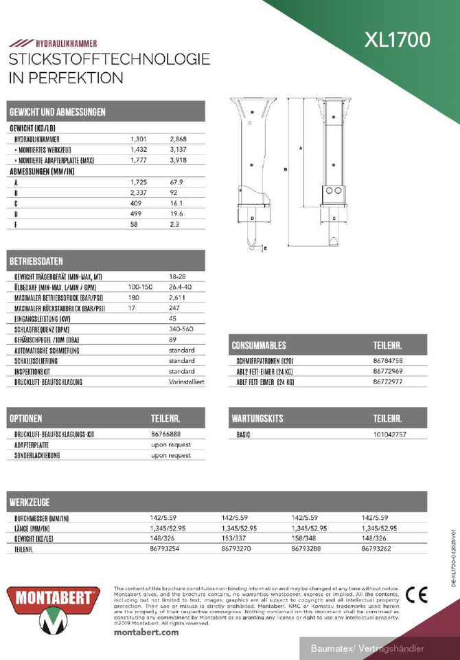 Новий Гідравлічний молот в категорії Будівельна техніка Montabert XL2700, XL1900, XL1700, XL1300, XL1000: фото 6 Новий Гідравлічний молот в категорії Будівельна техніка Montabert XL2700, XL1900, XL1700, XL1300, XL1000: фото 6