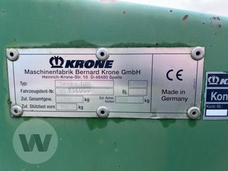 Krone Swadro 1400 - Сіноворушилка: фото 3 Krone Swadro 1400 - Сіноворушилка: фото 3
