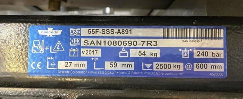 Cascade 55F-SSS-A891 - Вила в категорії Вантажно-розвантажувальна техніка: фото 4 Cascade 55F-SSS-A891 - Вила в категорії Вантажно-розвантажувальна техніка: фото 4