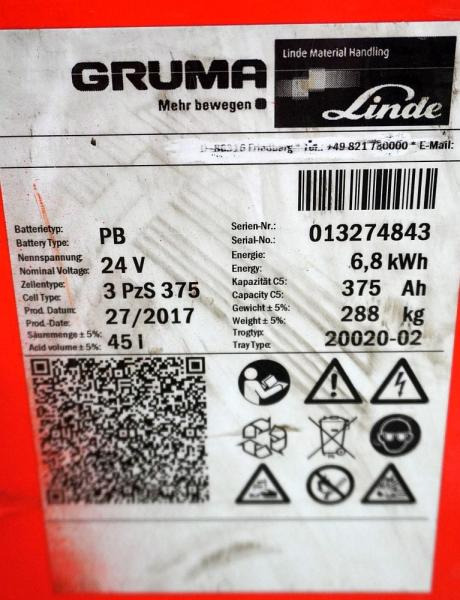 GRUMA 24 Volt 3 PzS 375 Ah - Аккумулятор в категорії Вантажно-розвантажувальна техніка: фото 5 GRUMA 24 Volt 3 PzS 375 Ah - Аккумулятор в категорії Вантажно-розвантажувальна техніка: фото 5