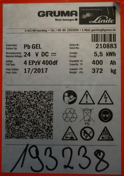 GRUMA 24 Volt 4 PzV 400 Ah - Аккумулятор в категорії Вантажно-розвантажувальна техніка: фото 5 GRUMA 24 Volt 4 PzV 400 Ah - Аккумулятор в категорії Вантажно-розвантажувальна техніка: фото 5