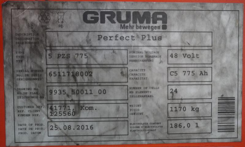 GRUMA 48 Volt 5 PzS 775 Ah - Аккумулятор: фото 5 GRUMA 48 Volt 5 PzS 775 Ah - Аккумулятор: фото 5