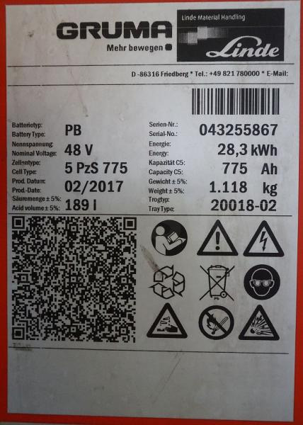 GRUMA 48 Volt 5 PzS 775 Ah - Аккумулятор: фото 5 GRUMA 48 Volt 5 PzS 775 Ah - Аккумулятор: фото 5