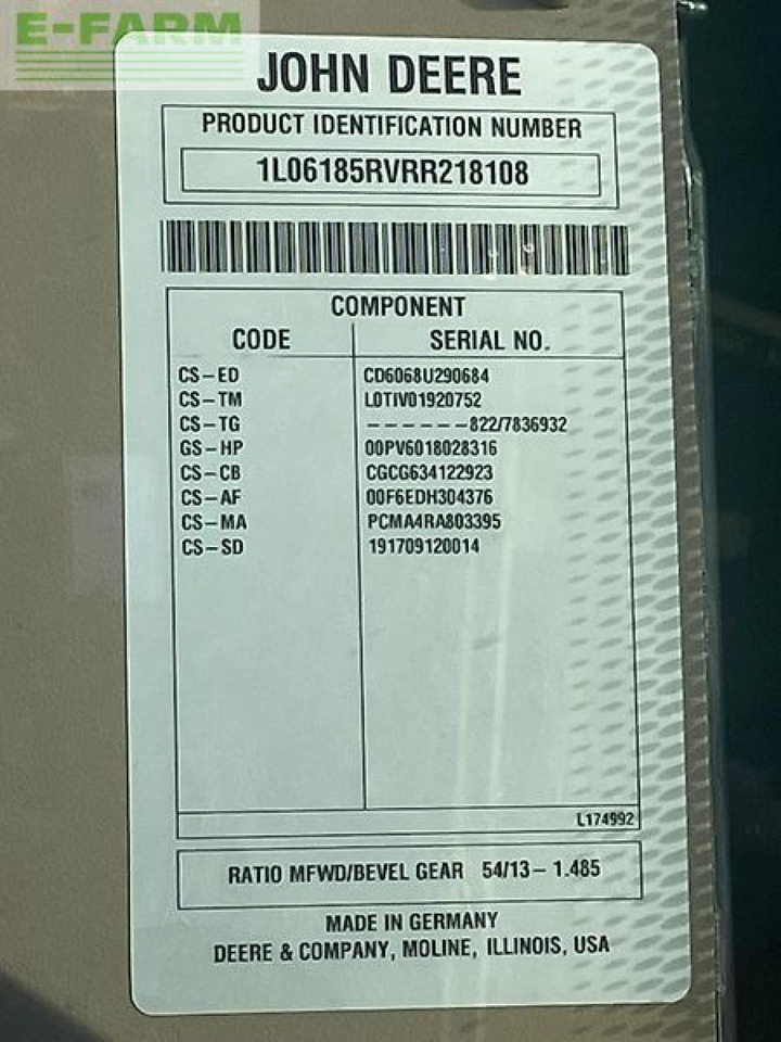 Трактор John Deere 6r185 / 6r 185: фото 9