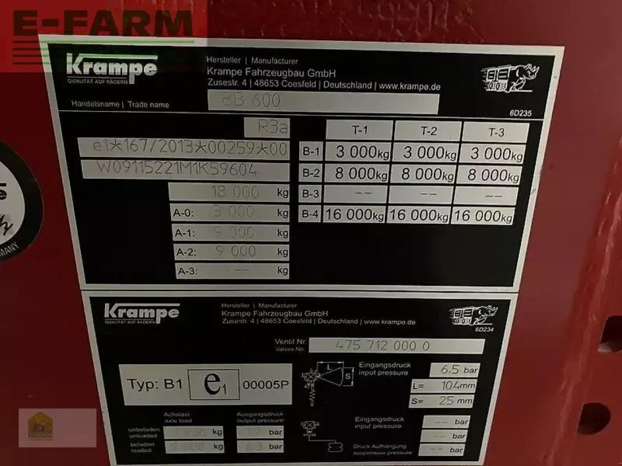 Сільськогосподарський причіп самоскид Krampe big body bb 600 *ohne schnecke*: фото 9
