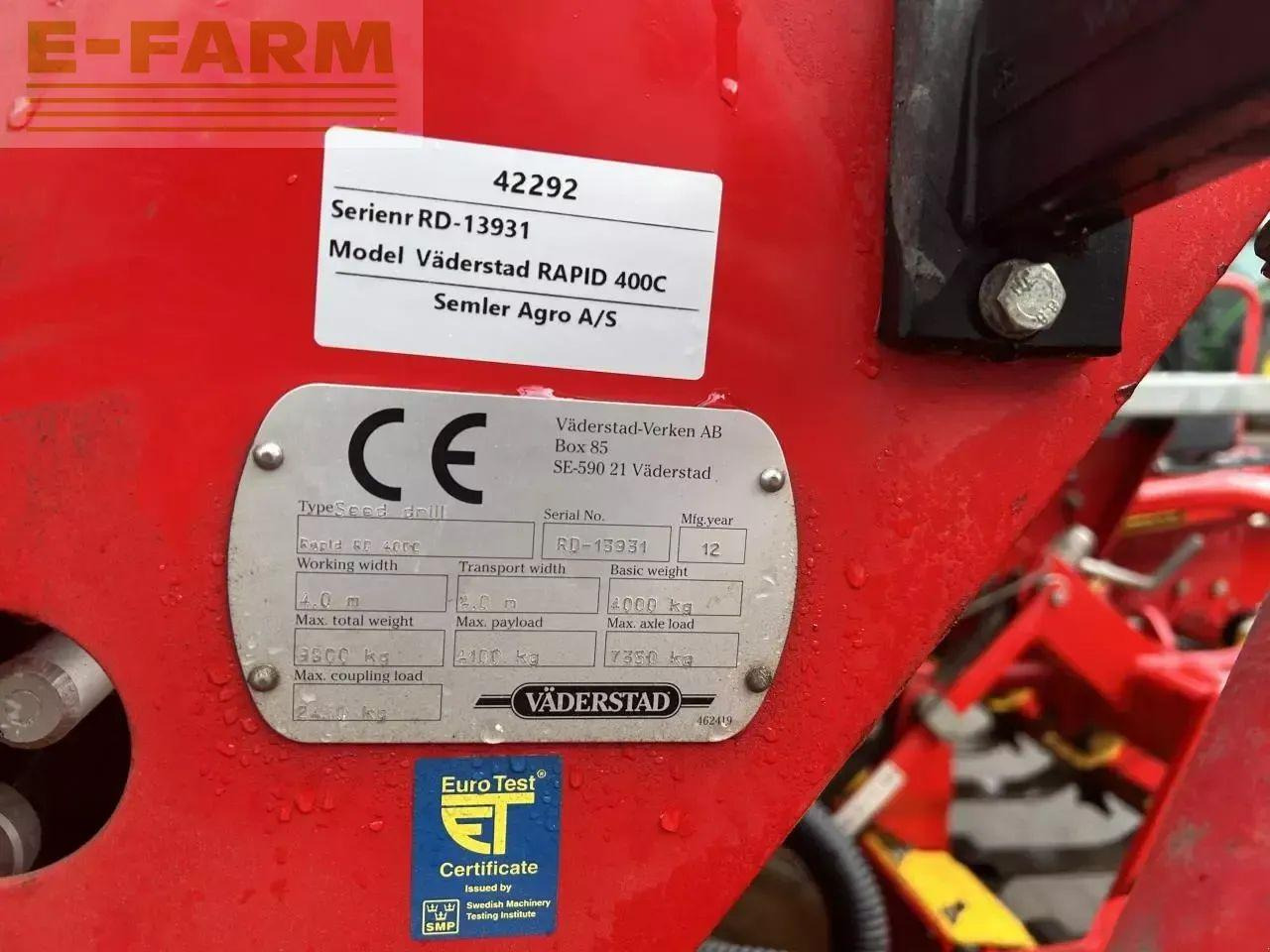 Väderstad rapid 400c - Посівний комплекс: фото 3 Väderstad rapid 400c - Посівний комплекс: фото 3