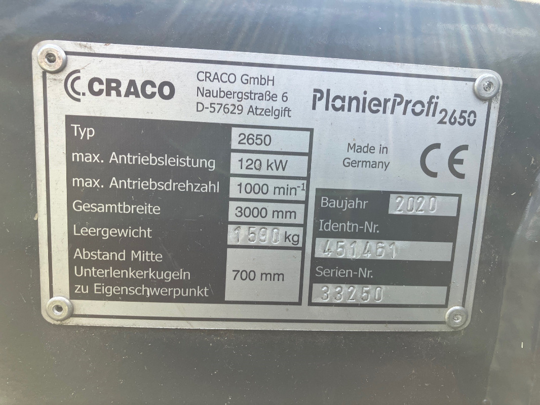 Craco PlanierProfi 2650 - Техніка для обробки ґрунту: фото 3 Craco PlanierProfi 2650 - Техніка для обробки ґрунту: фото 3