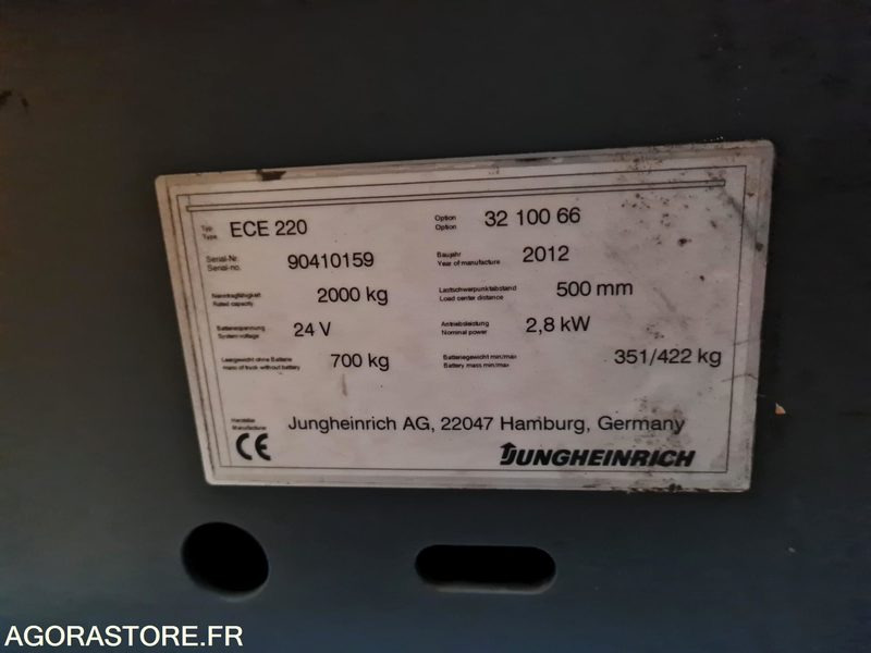 PREPARATEUR DE COMMANDE JUNGHEINRICH ECE220 - 2012 - 2391 HEURES - Вантажно-розвантажувальна техніка: фото 2 PREPARATEUR DE COMMANDE JUNGHEINRICH ECE220 - 2012 - 2391 HEURES - Вантажно-розвантажувальна техніка: фото 2